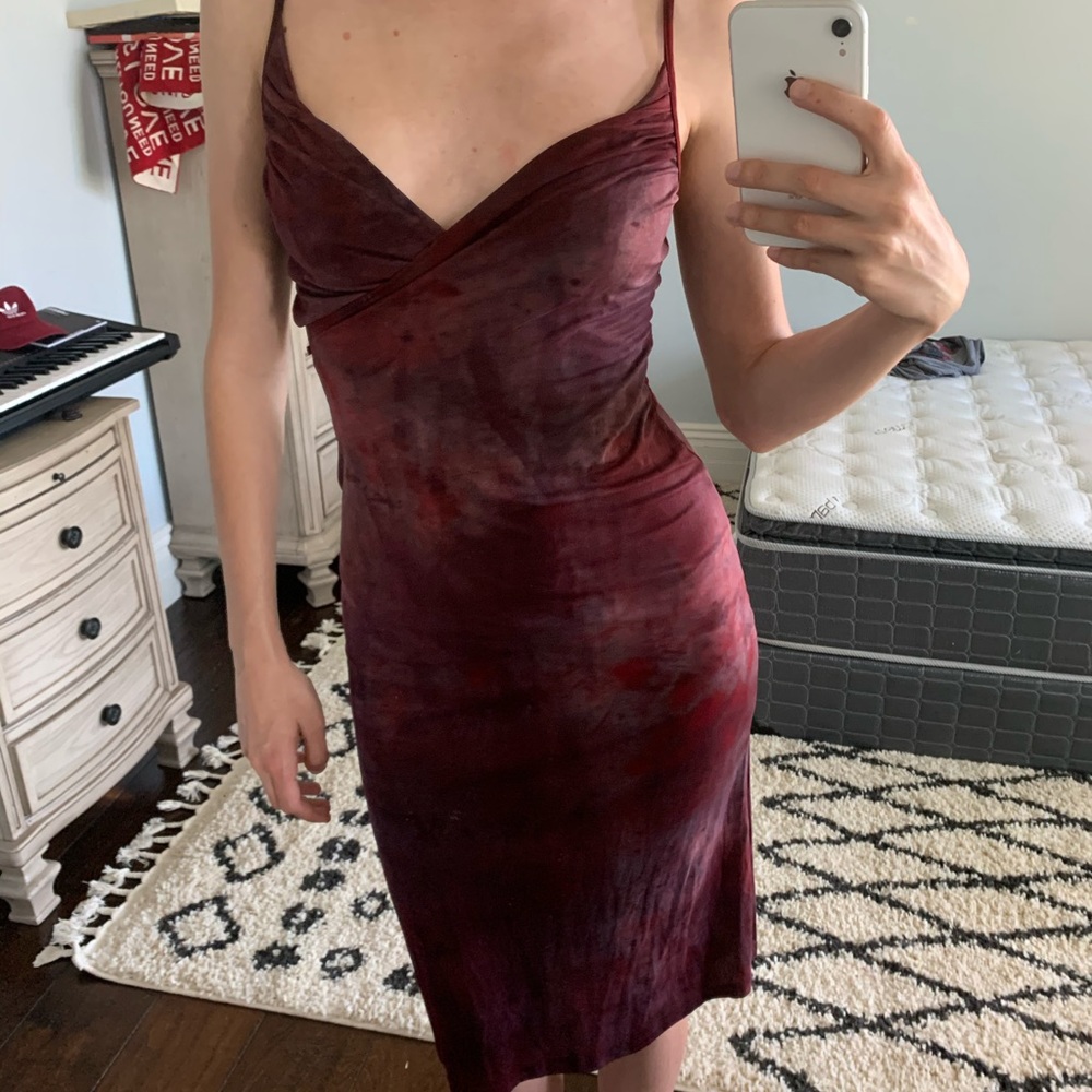 Maroon midi dress
